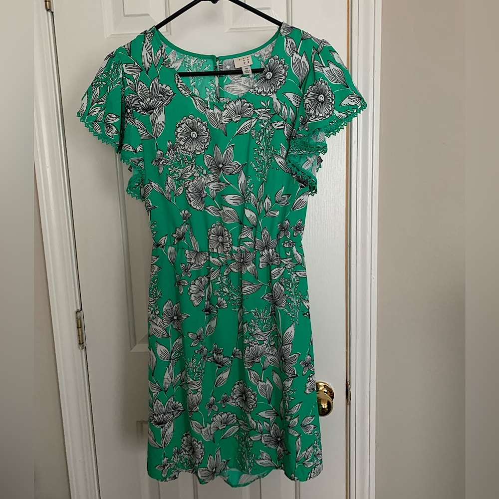 Green open back dress